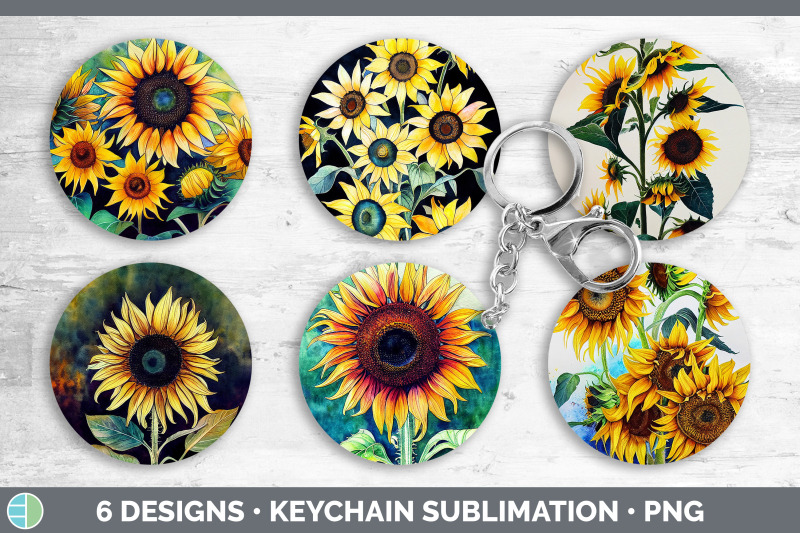 sunflowers-keychain-bundle-keyring-sublimation-designs