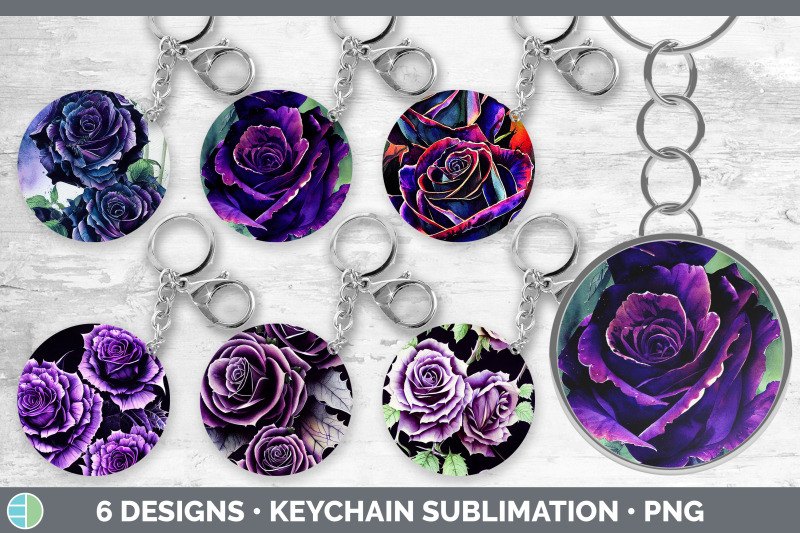 purple-roses-keychain-bundle-keyring-sublimation-designs