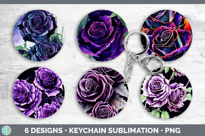 purple-roses-keychain-bundle-keyring-sublimation-designs