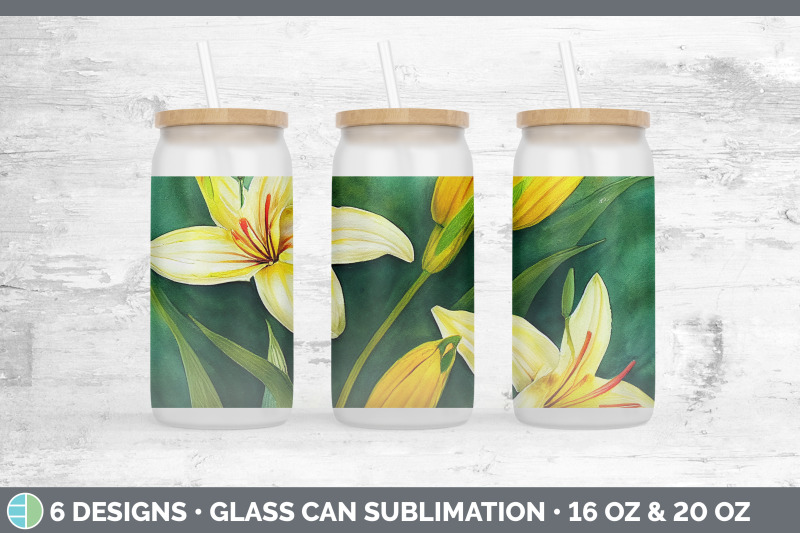 lilies-glass-can-sublimation-beer-mason-jar