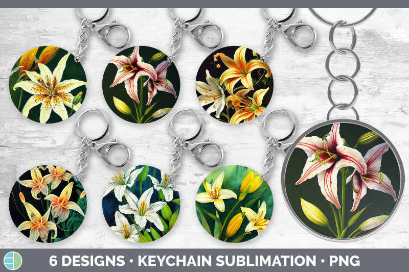 lilies-keychain-bundle-keyring-sublimation-designs