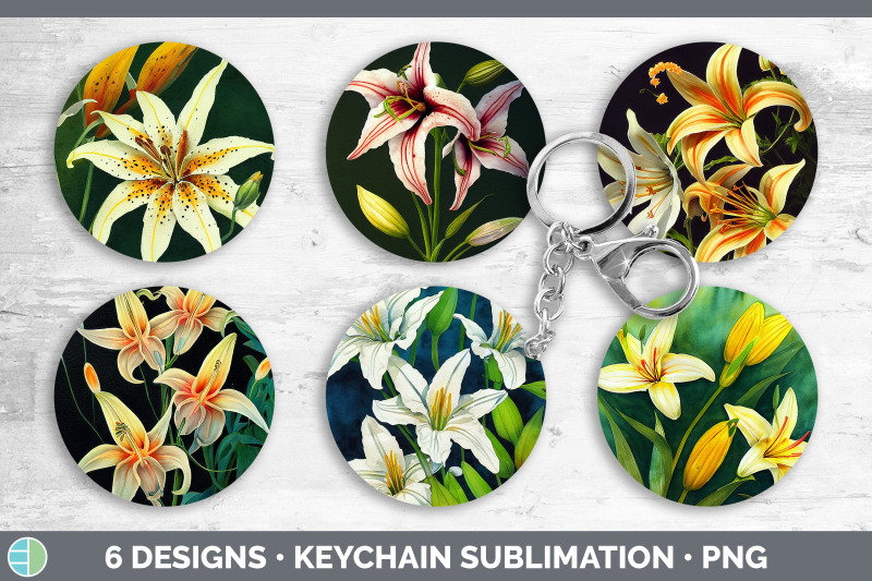 lilies-keychain-bundle-keyring-sublimation-designs