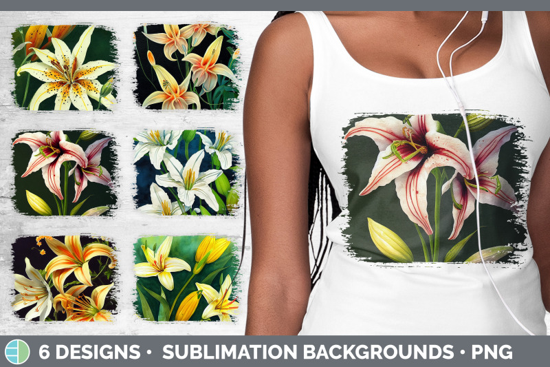 lilies-distressed-sublimation-background-panel