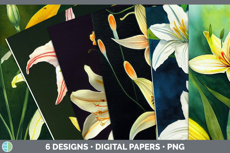 lilies-backgrounds-digital-scrapbook-papers