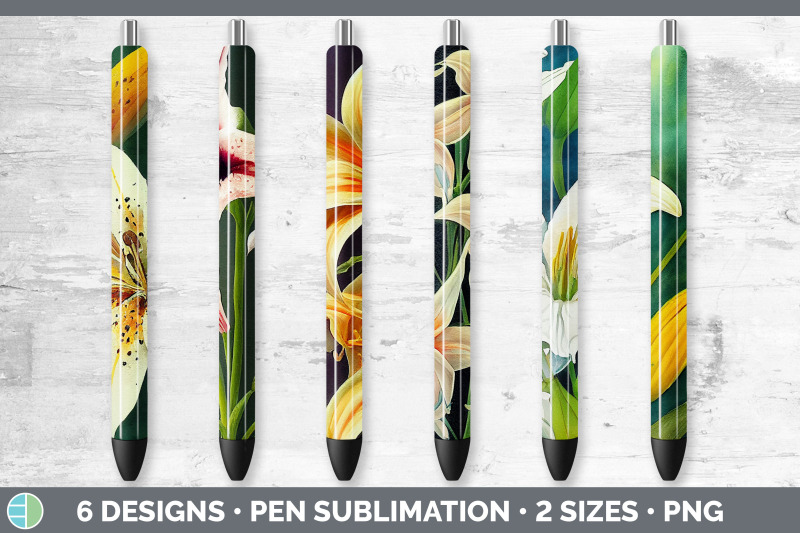 Lilies Pen Wraps | Epoxy Sublimation Bundle By Enliven Designs