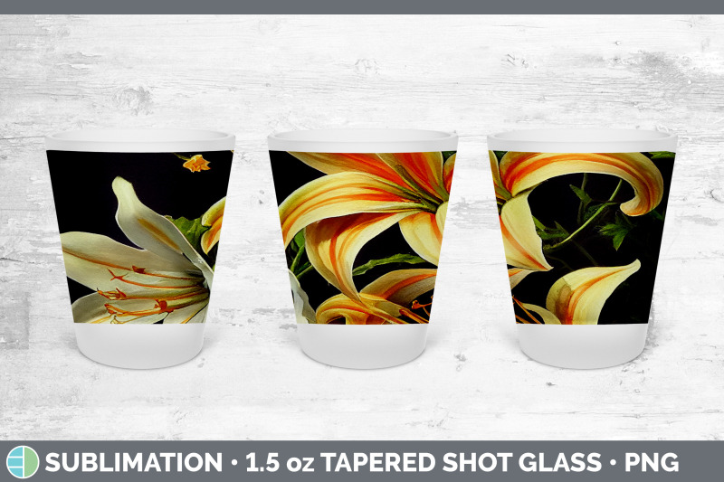 lilies-shot-glass-sublimation-shot-glass-1-5oz-tapered