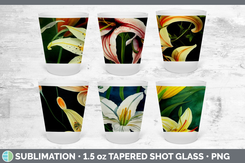 lilies-shot-glass-sublimation-shot-glass-1-5oz-tapered