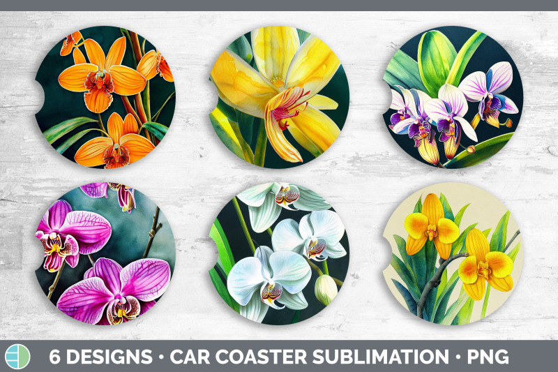 orchids-car-coaster-sublimation-designs-bundle