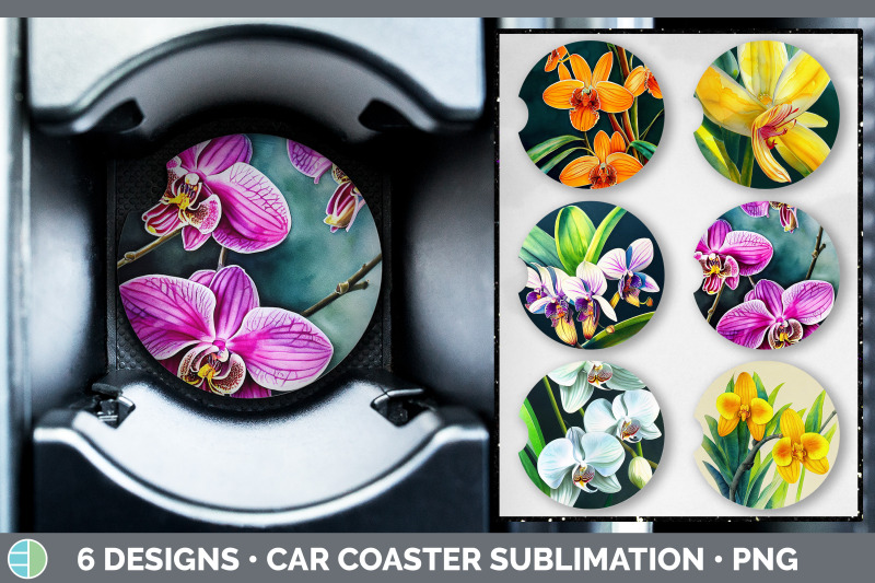 orchids-car-coaster-sublimation-designs-bundle