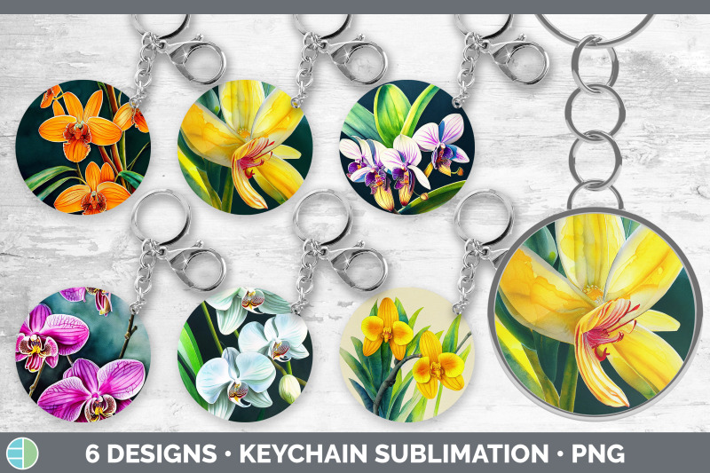 orchids-keychain-bundle-keyring-sublimation-designs