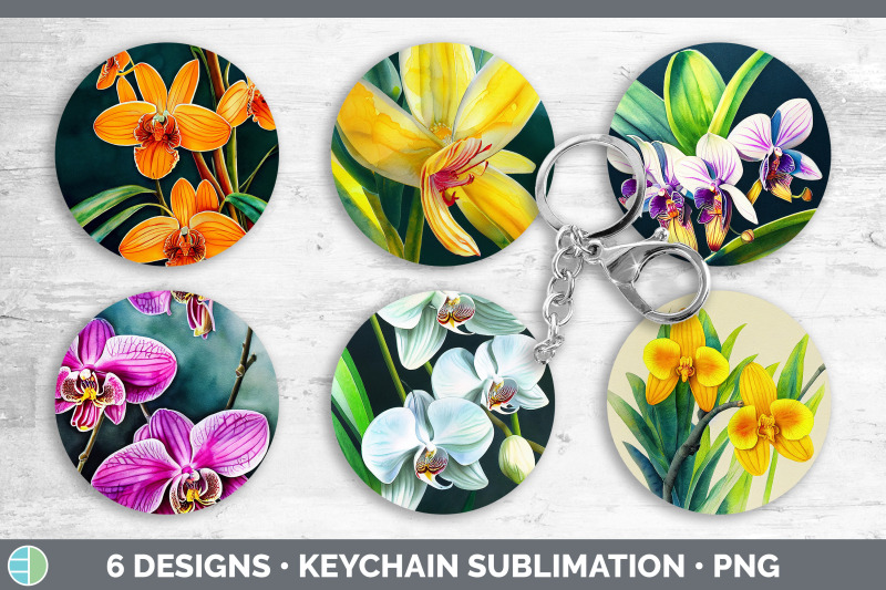 orchids-keychain-bundle-keyring-sublimation-designs