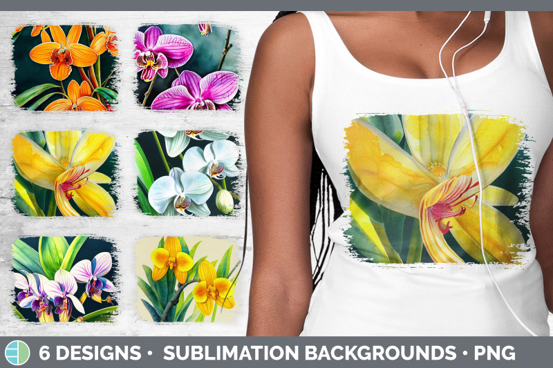 orchids-distressed-sublimation-background-panel