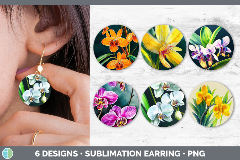 orchids-round-earring-sublimation-designs-bundle