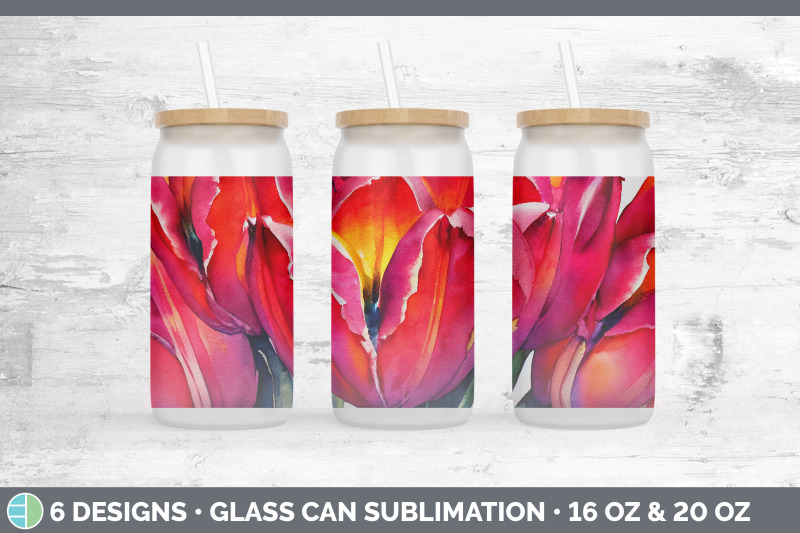 tulips-glass-can-sublimation-beer-mason-jar