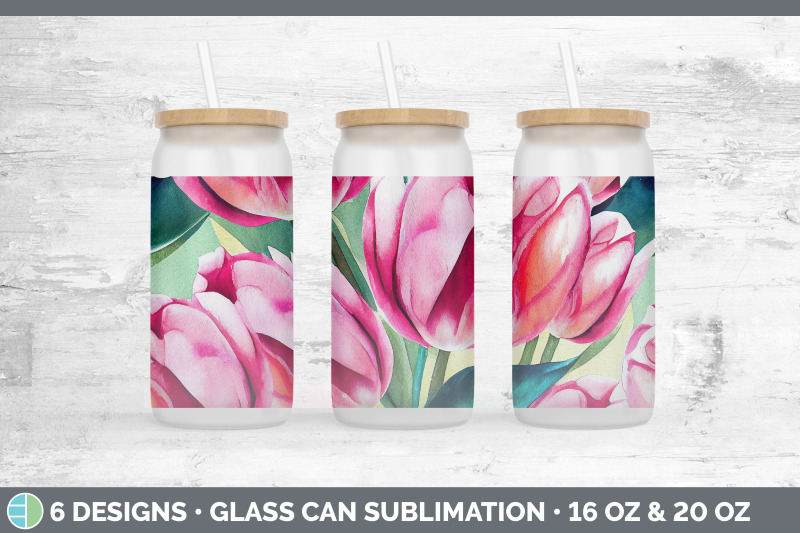 tulips-glass-can-sublimation-beer-mason-jar