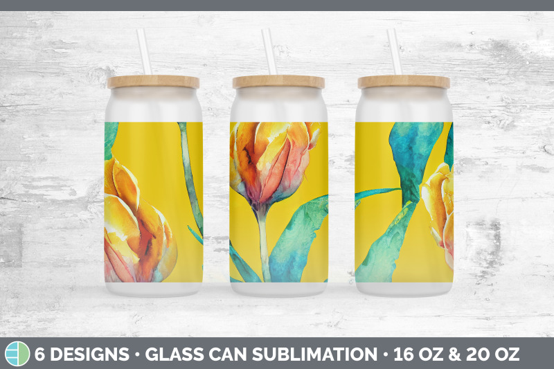 tulips-glass-can-sublimation-beer-mason-jar