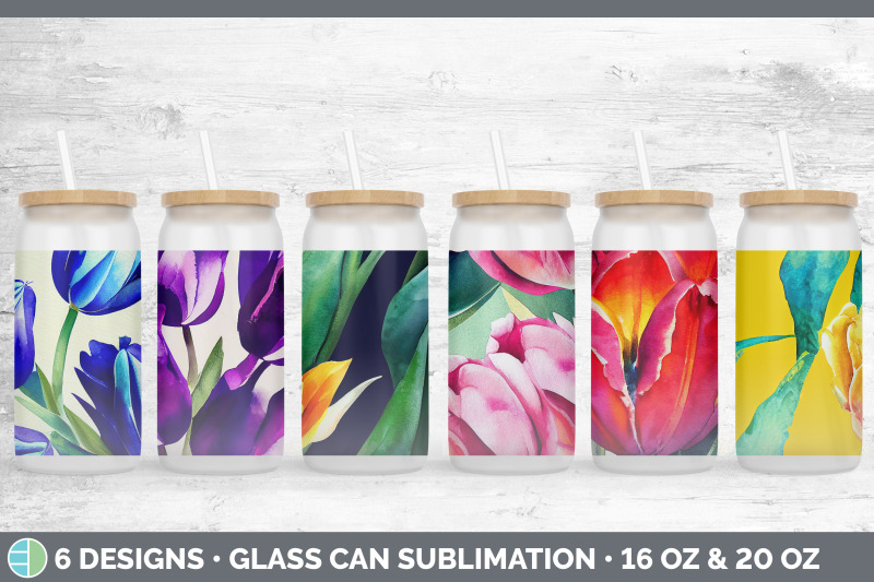 tulips-glass-can-sublimation-beer-mason-jar