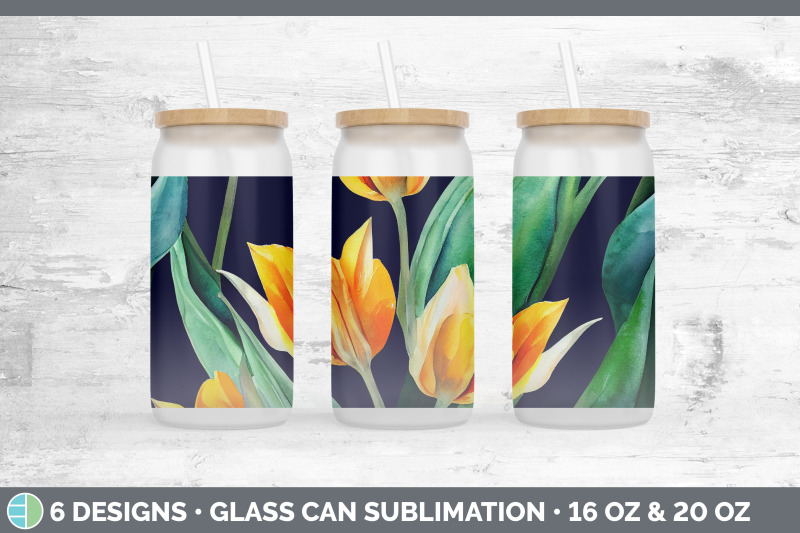 tulips-glass-can-sublimation-beer-mason-jar