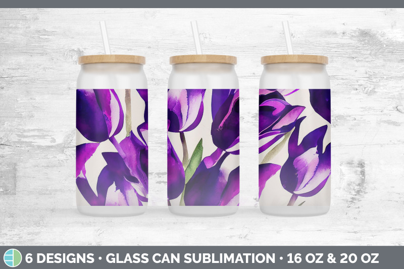 tulips-glass-can-sublimation-beer-mason-jar