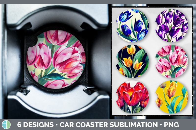 tulips-car-coaster-sublimation-designs-bundle