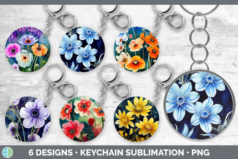 anemones-keychain-bundle-keyring-sublimation-designs