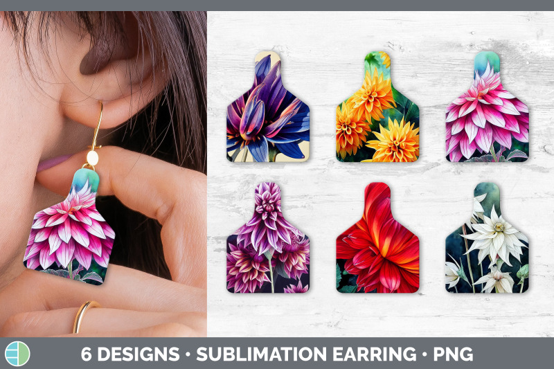 dahlias-cow-tag-earring-sublimation-cattle-ear-tag