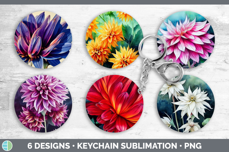 dahlias-keychain-bundle-keyring-sublimation-designs