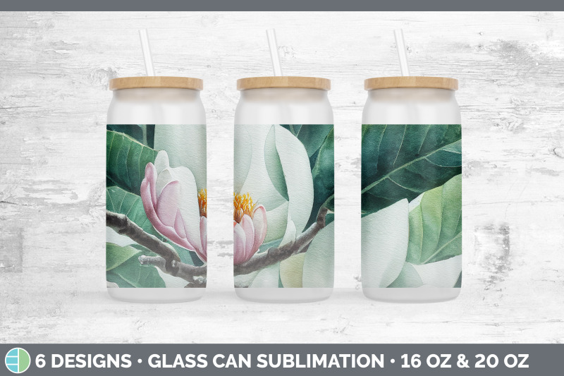 magnolias-glass-can-sublimation-beer-mason-jar