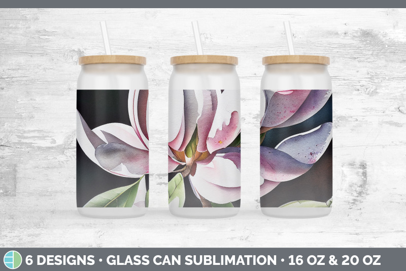 magnolias-glass-can-sublimation-beer-mason-jar