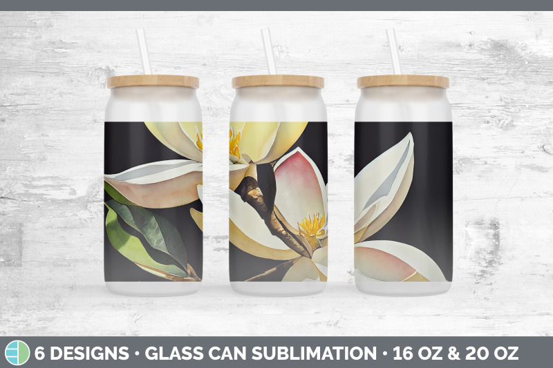 magnolias-glass-can-sublimation-beer-mason-jar