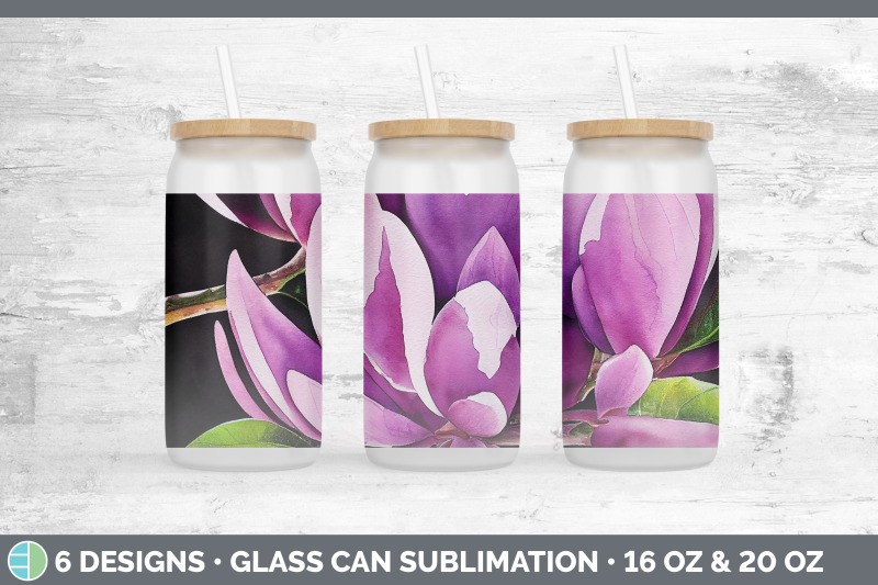 magnolias-glass-can-sublimation-beer-mason-jar