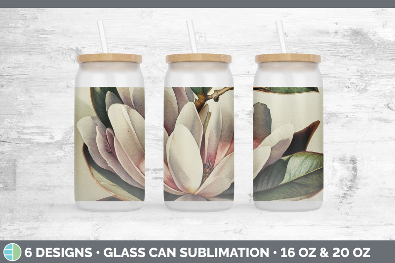 magnolias-glass-can-sublimation-beer-mason-jar