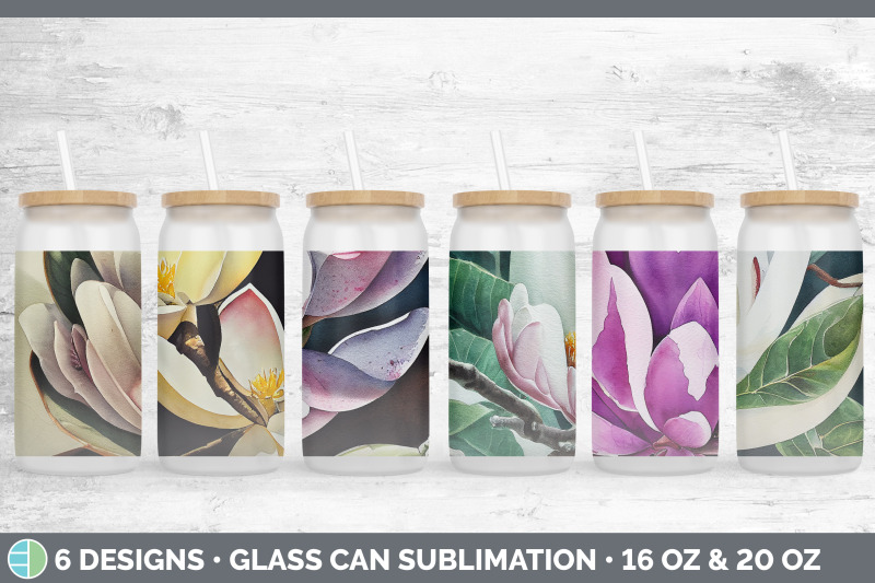 magnolias-glass-can-sublimation-beer-mason-jar