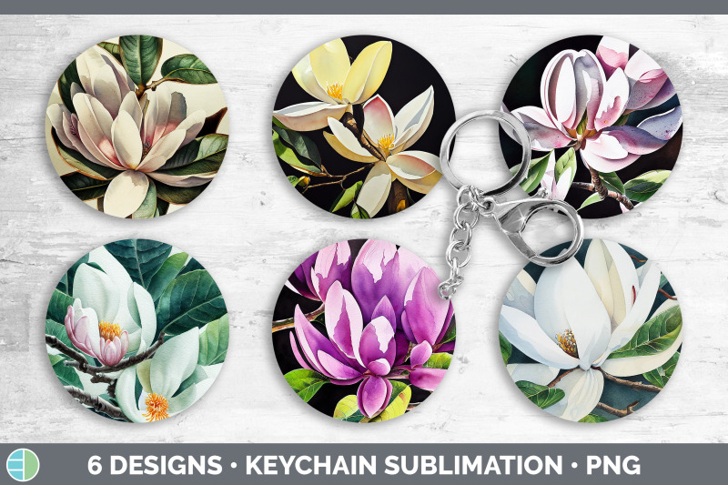 magnolias-keychain-bundle-keyring-sublimation-designs