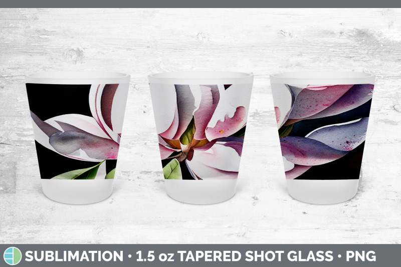 magnolias-shot-glass-sublimation-shot-glass-1-5oz-tapered