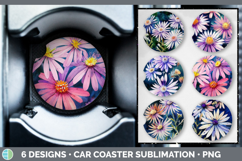 asters-car-coaster-sublimation-designs-bundle