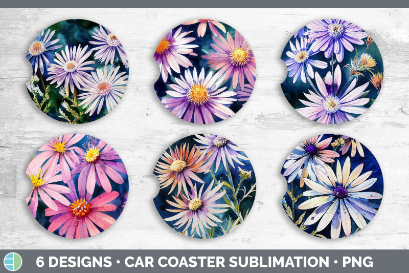 asters-car-coaster-sublimation-designs-bundle