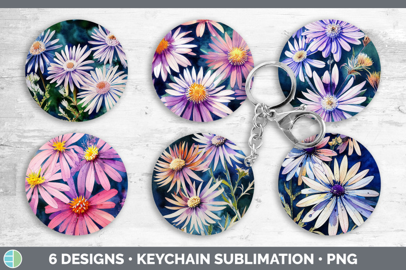 asters-keychain-bundle-keyring-sublimation-designs