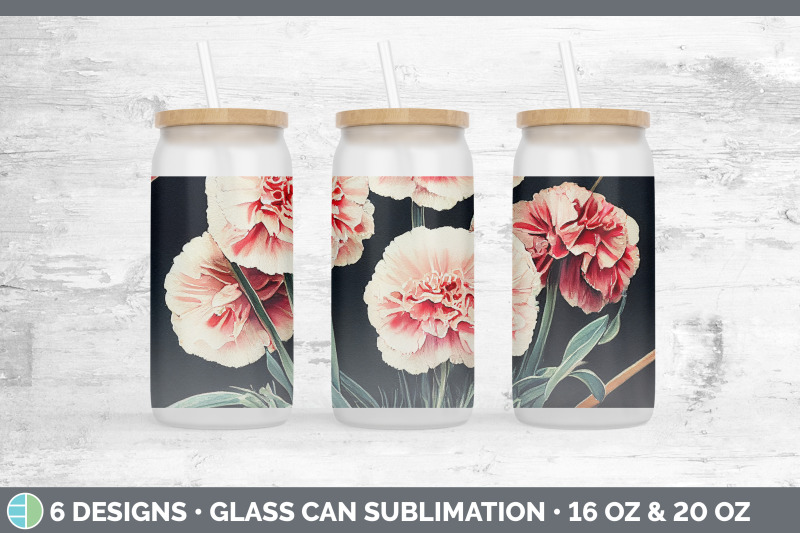 carnations-glass-can-sublimation-beer-mason-jar