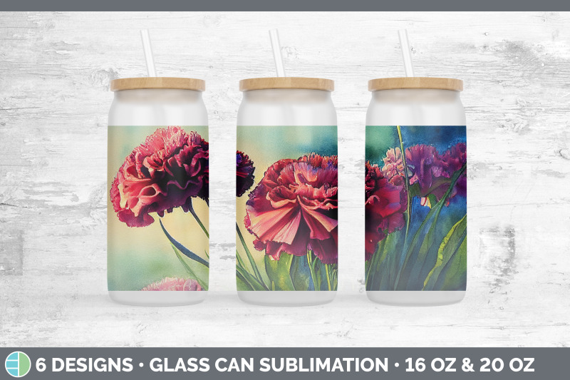 carnations-glass-can-sublimation-beer-mason-jar