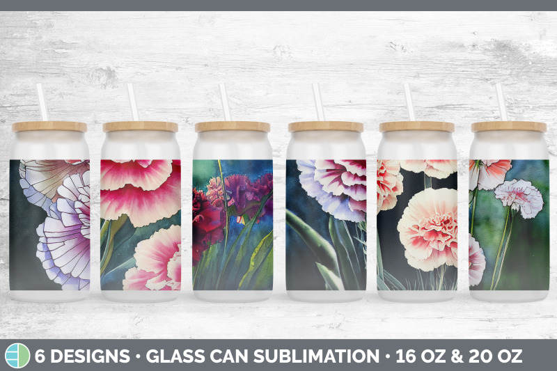 carnations-glass-can-sublimation-beer-mason-jar