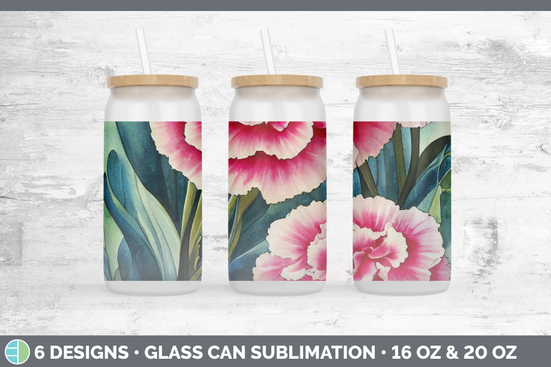 carnations-glass-can-sublimation-beer-mason-jar