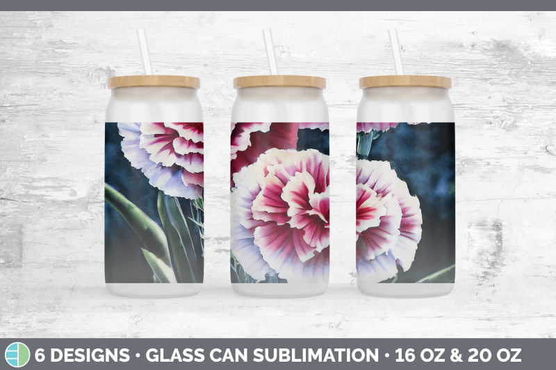 carnations-glass-can-sublimation-beer-mason-jar