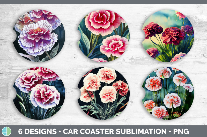 carnations-car-coaster-sublimation-designs-bundle