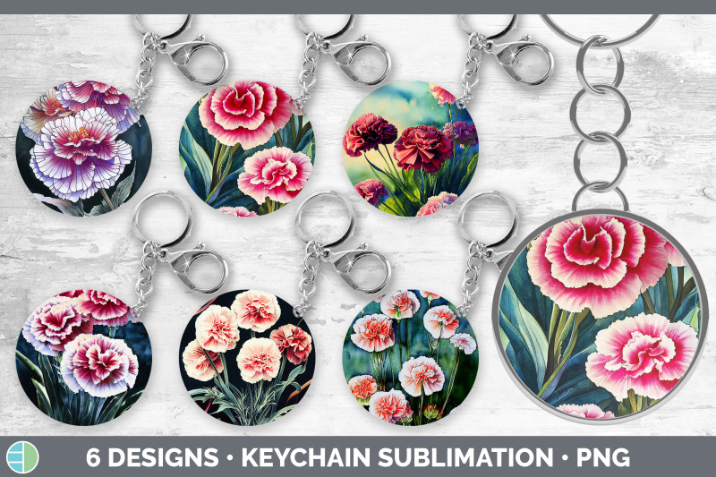 carnations-keychain-bundle-keyring-sublimation-designs