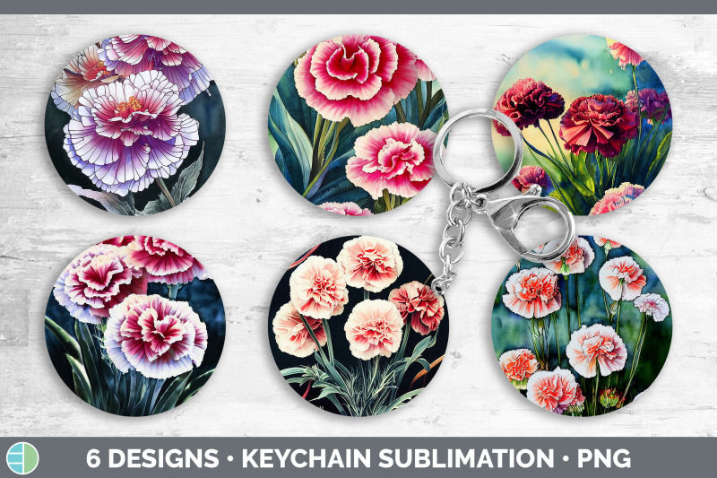 carnations-keychain-bundle-keyring-sublimation-designs