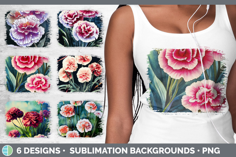 carnations-distressed-sublimation-background-panel