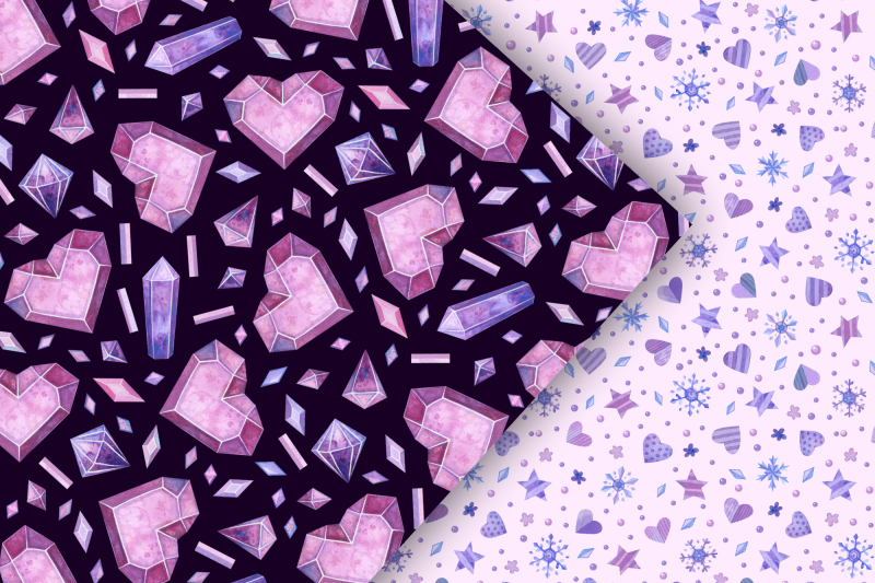 crystal-hearts-valentines-day-clipart-frames-amp-seamless-patterns