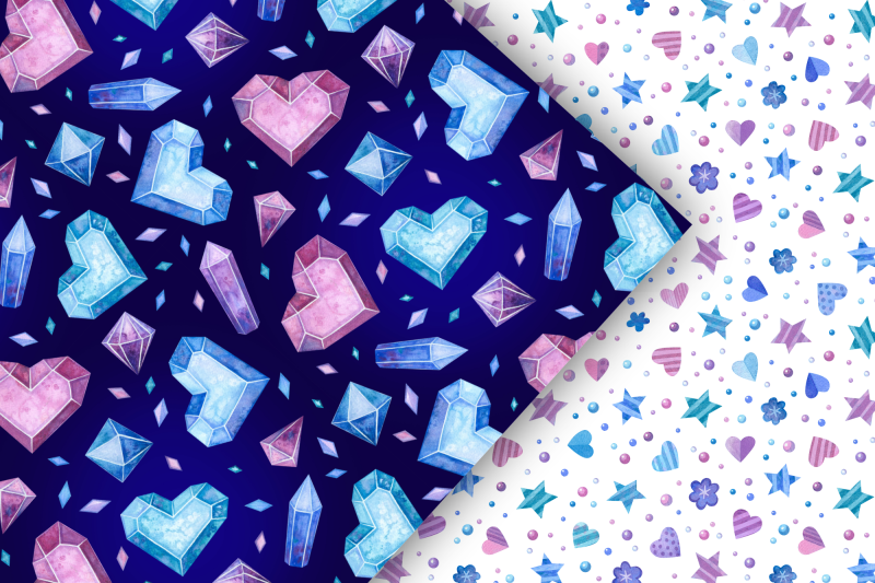 crystal-hearts-valentines-day-clipart-frames-amp-seamless-patterns