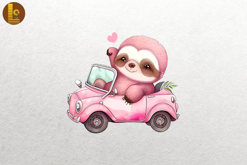 cute-sloth-loves-convertibles-clipart-3